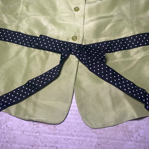 Betu Lime Green Silk Shirt Polka Dot Accents Size 12 Party Celebration *READ* - Picture 5 of 7